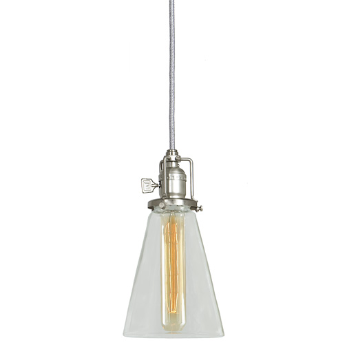 JVI Designs 1200-17 S10 One light Union Square pendant pewter finish 4.75" Wide, clear mouth blown glass shade